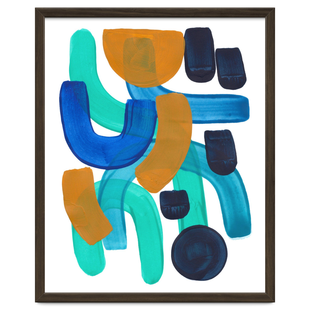 Fun Colorful Blue Turquoise Shape Yellow Accent