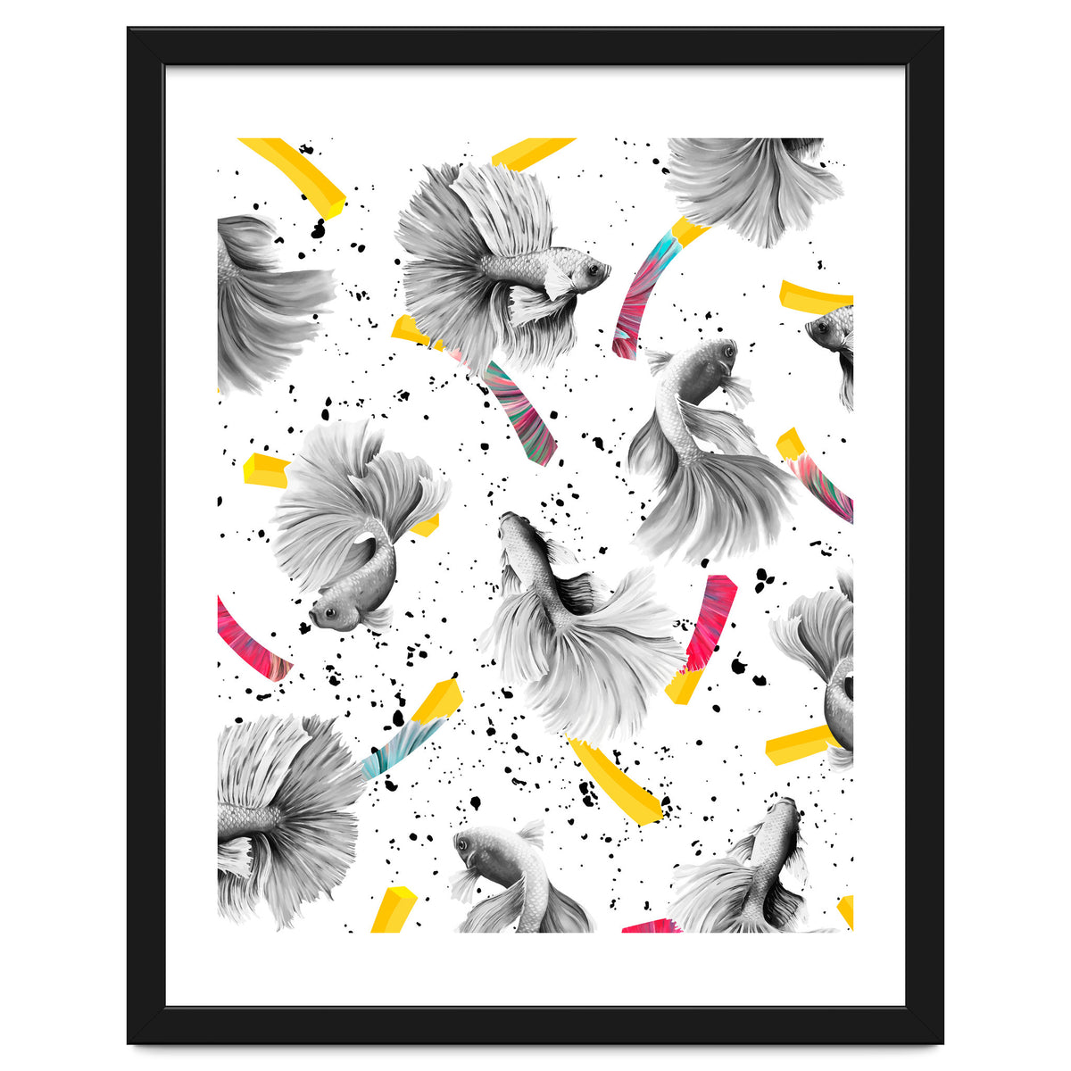 Fish & Chips, Eclectic Quirky Vintage British, French Fries Food Boho Illustration Graphic