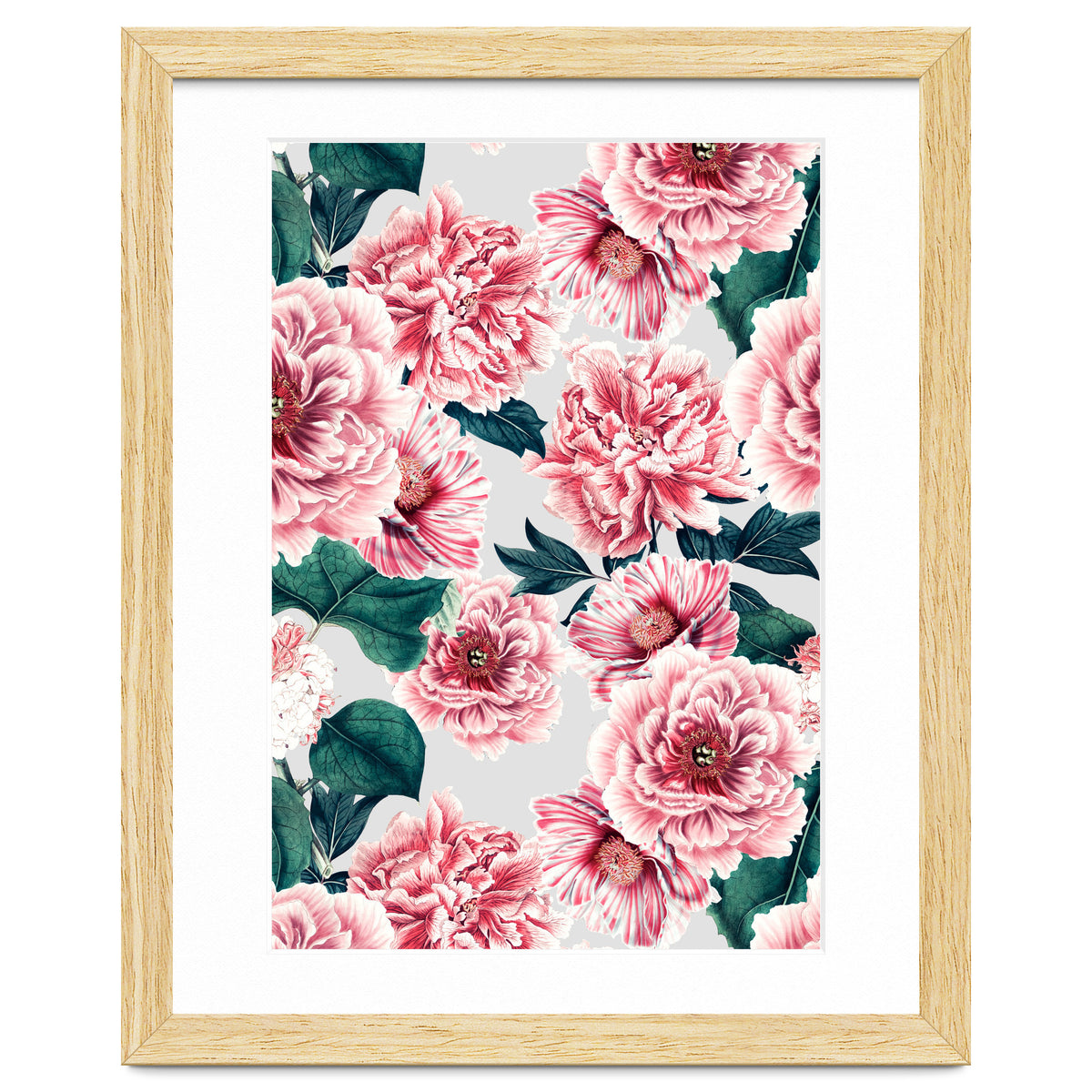 Pattern pink vintage peonies