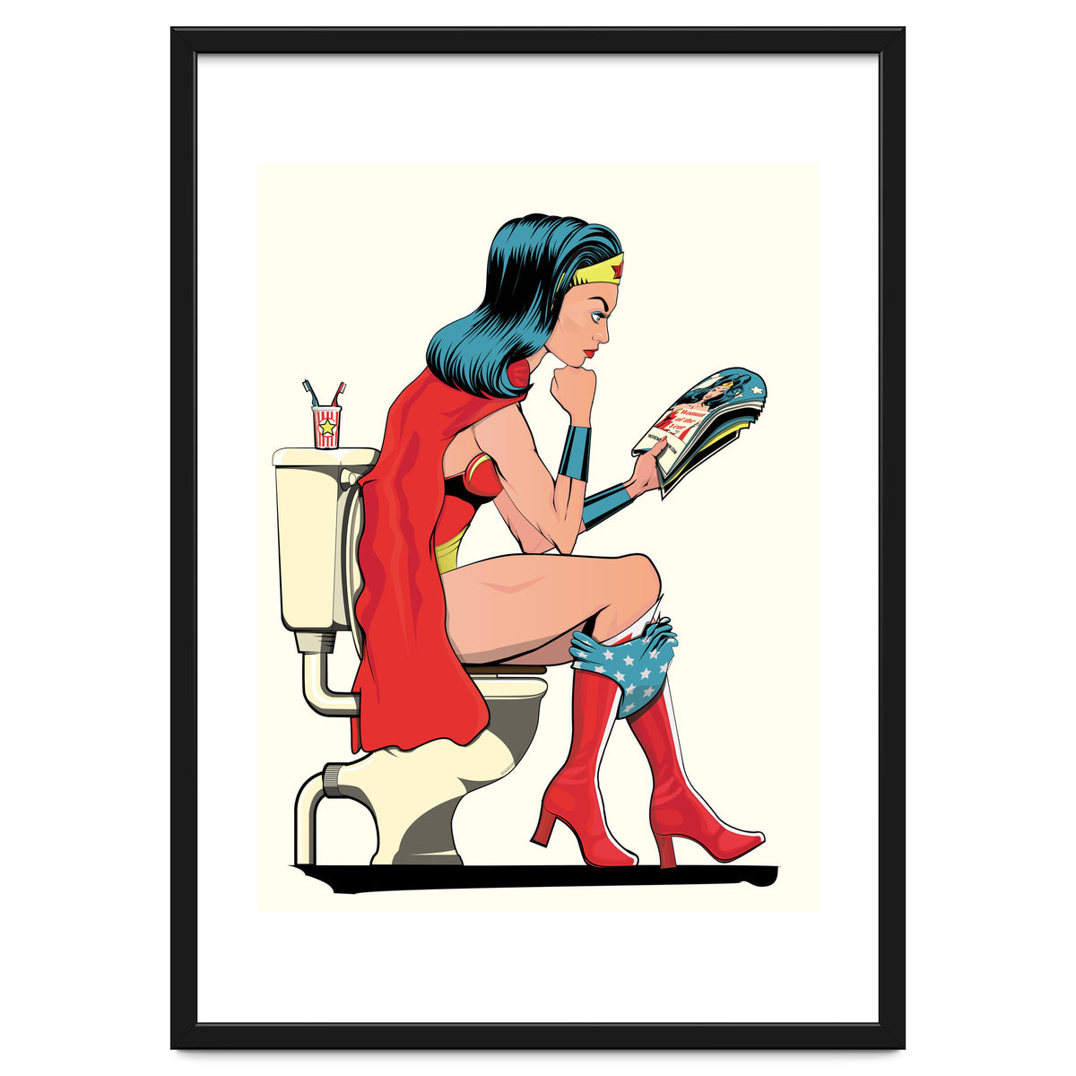 Wonder Woman on the Toilet, funny Bathroom Humour