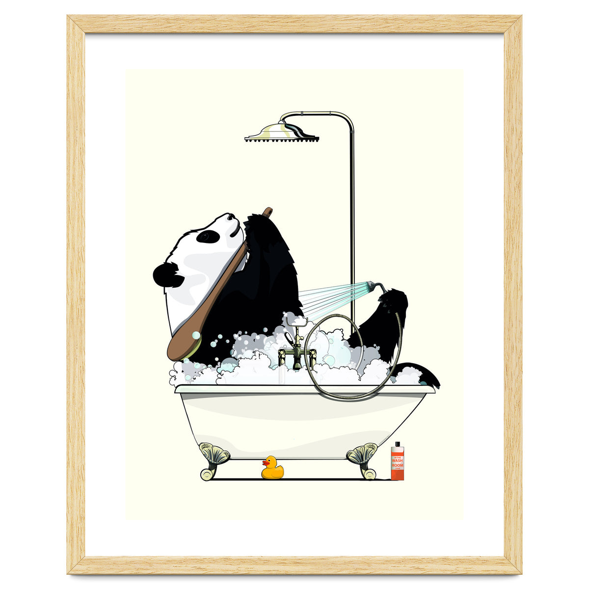 Giant Panda Bear in the Bath, funny bathroom humour