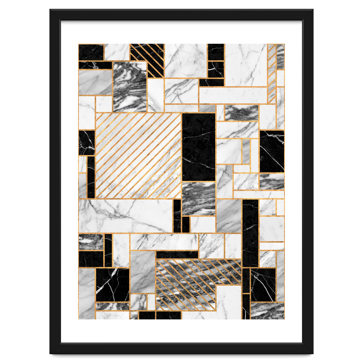 Random Pattern - Black and White Marble