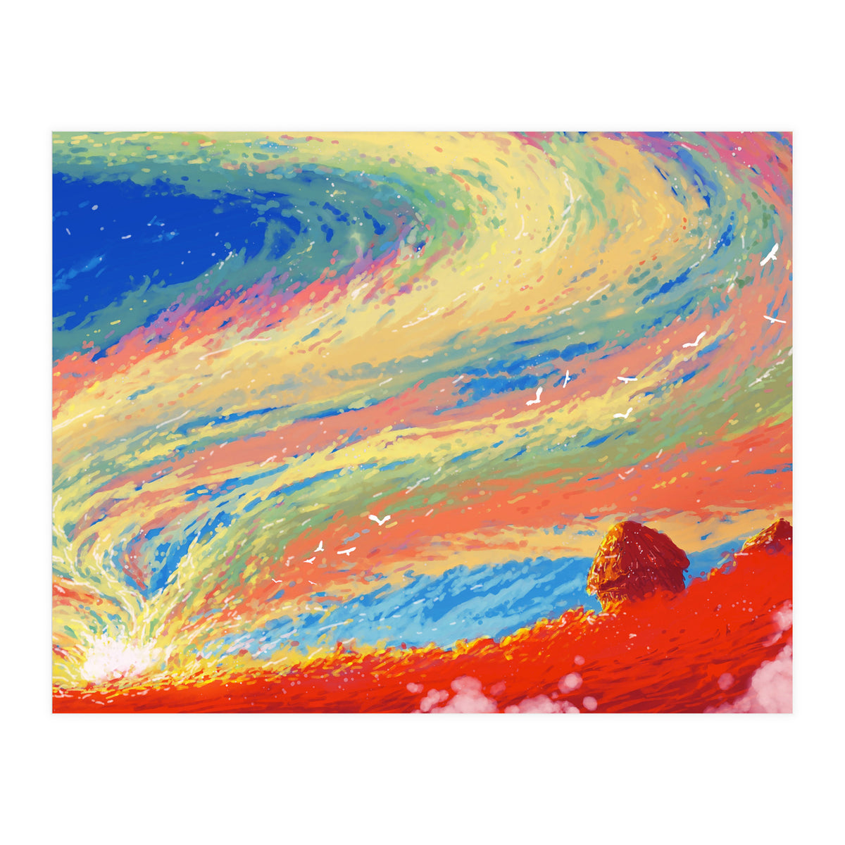 Haystacks At Sunset Reimagined (Print Only)