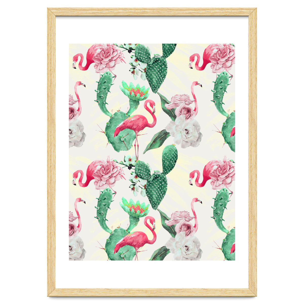 Flamingos, geometric and flowers