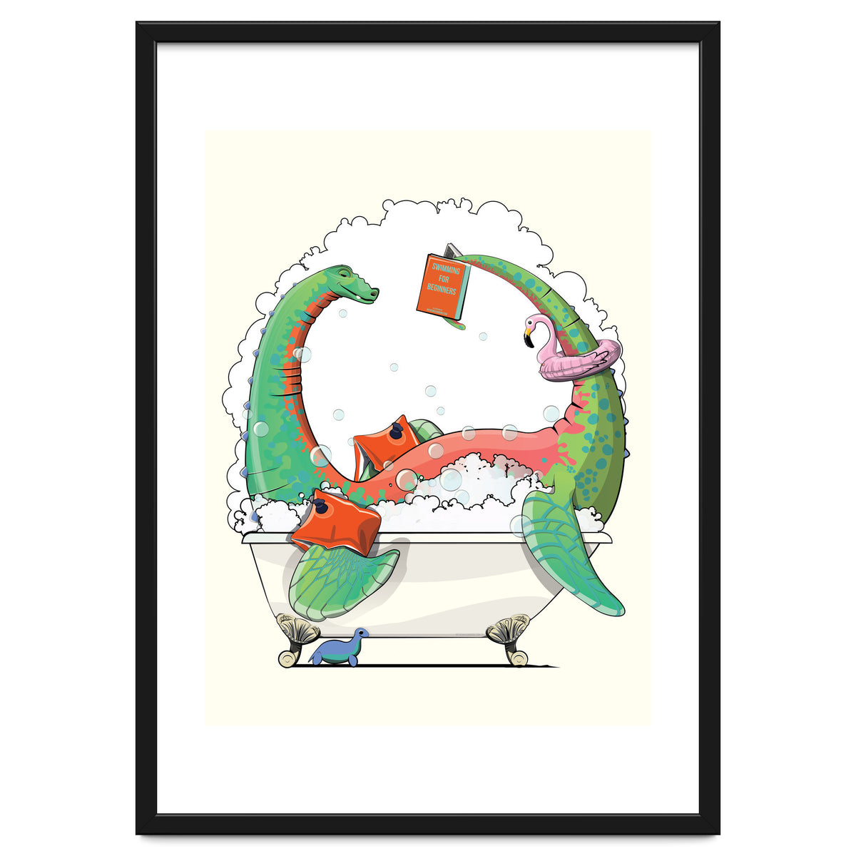 Dinosaur Plesiosaurus in the Bath, funny bathroom humour