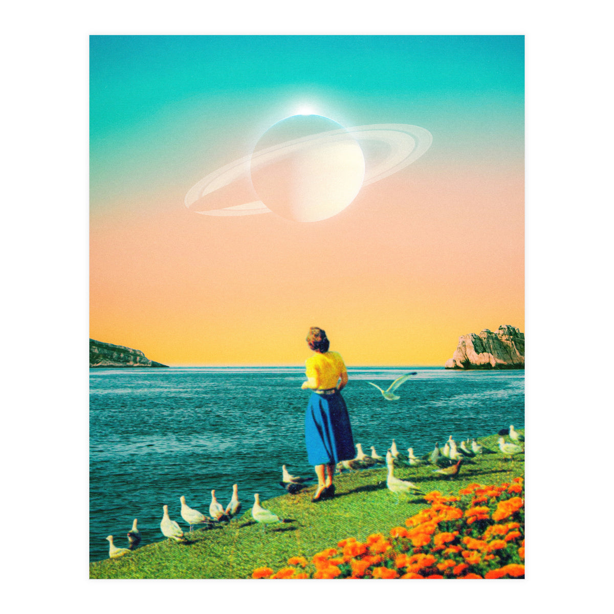 Woman With Birds  (Print Only)