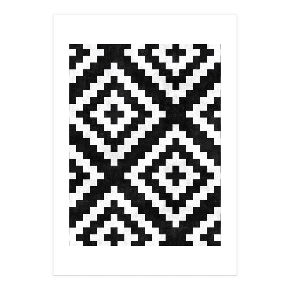 Urban Tribal Pattern No.17 - Aztec - Black and White Concrete (Print Only)
