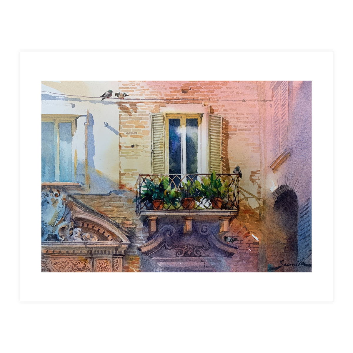 Balcony with flowers (Print Only)
