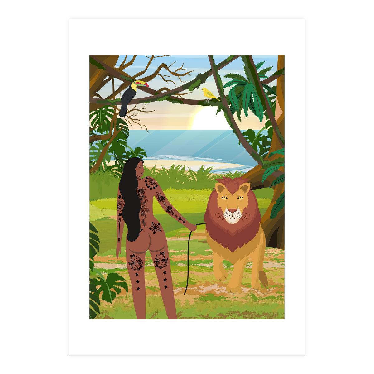 Boho Girl with Lion (Print Only)