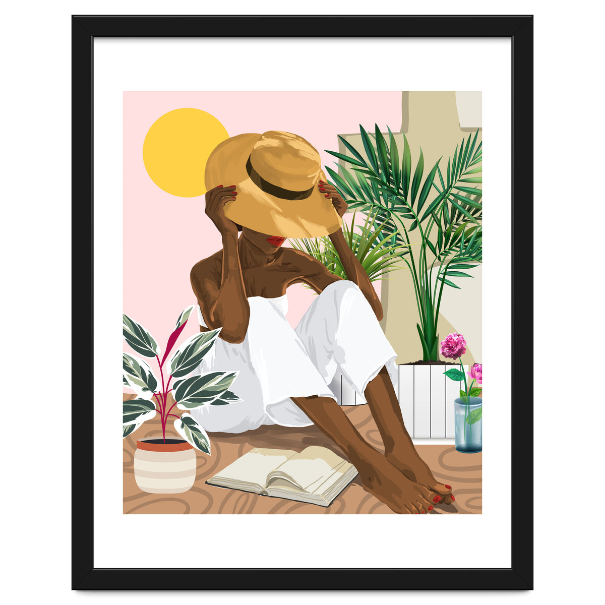 Summer Reading | Modern Bohemian Black Woman Travel | Beachy Vacation Book Reader