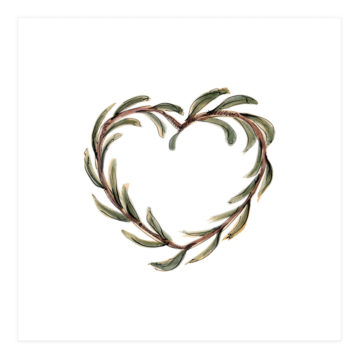 Olive branch heart (Print Only)