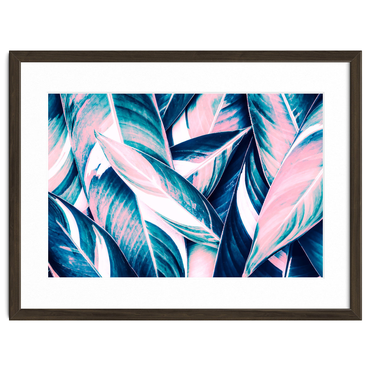 Botanical leaf pink and blue
