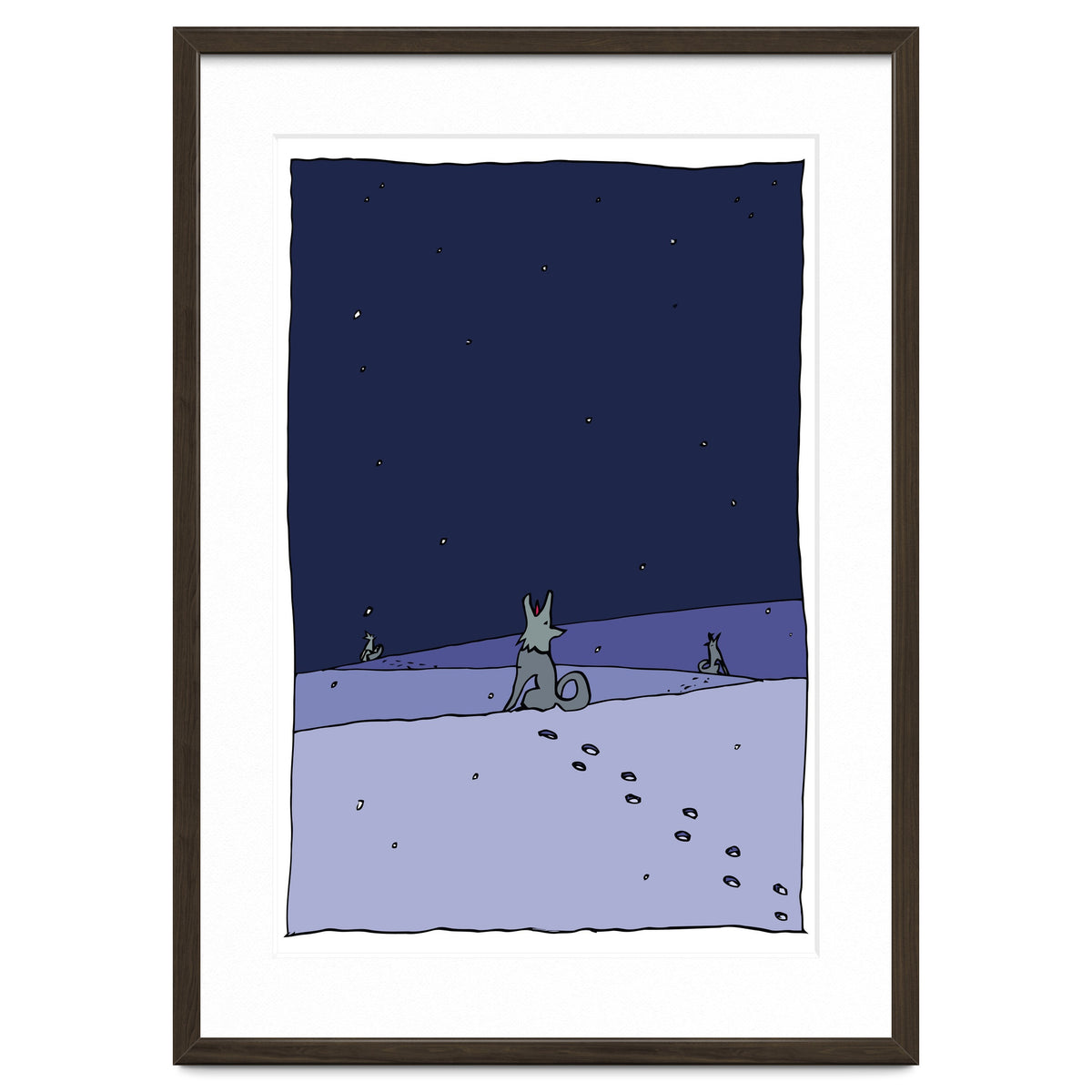 Dogs in Winter Night