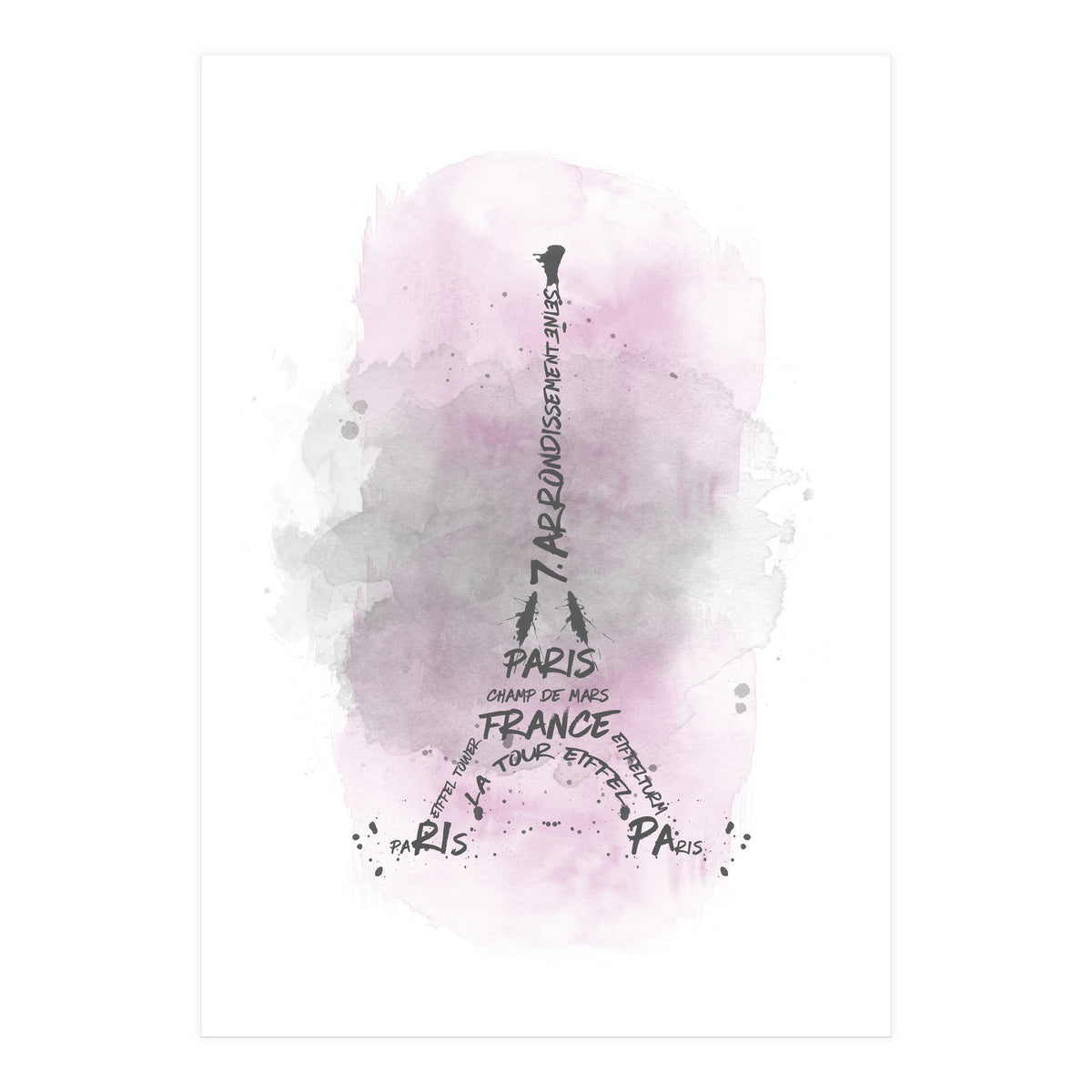 Watercolor Art Eiffel Tower | pink (Print Only)