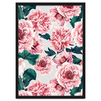 Pattern pink vintage peonies