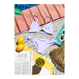 Summer on my mind, Tropical Travel Swimming Pool Fashion Illustration, Eclectic Beachy Summer Bikini (Print Only) thumbnail