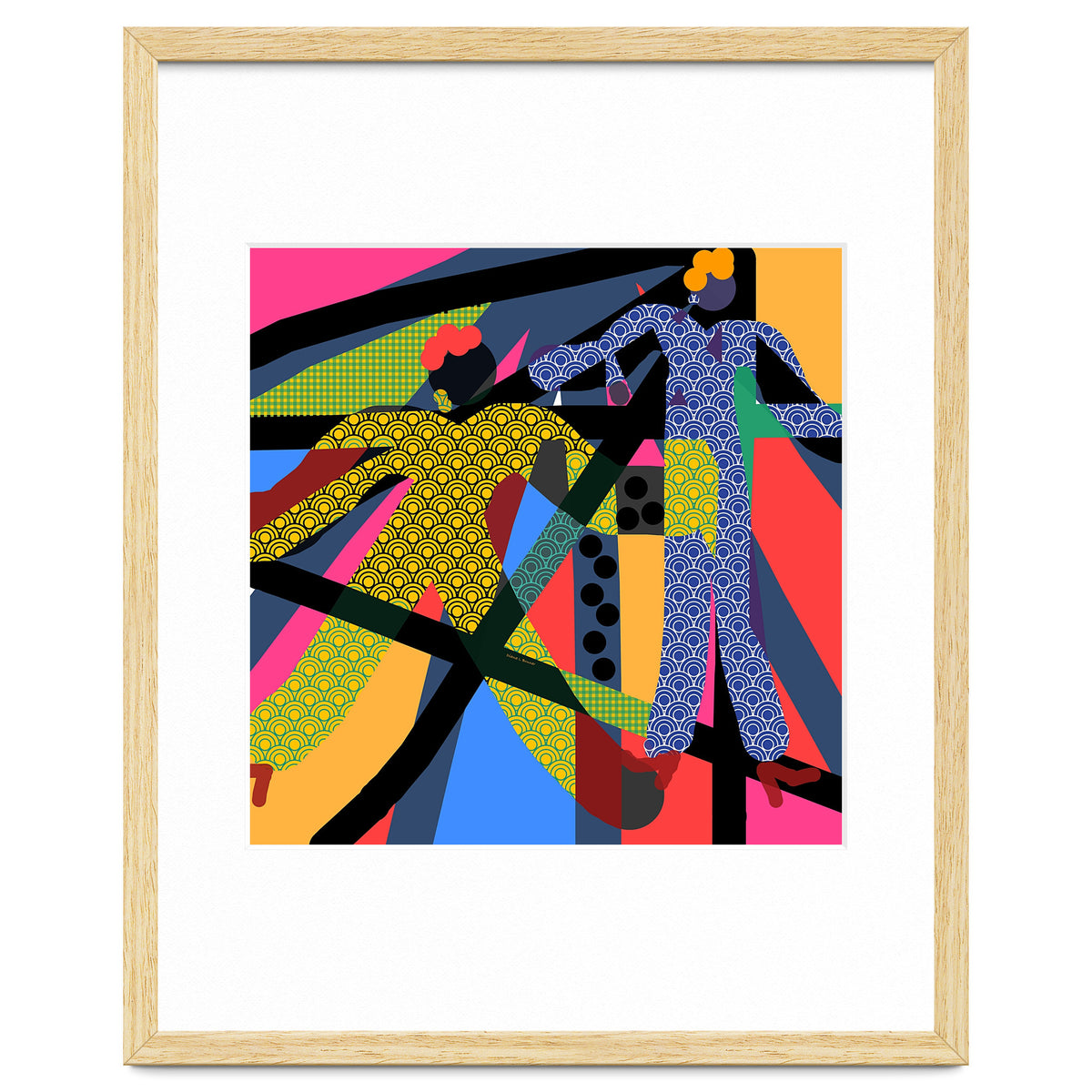 LADIES WEARING YELLOW AND BLUE PATTERNS