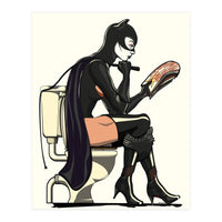 Catwoman on the Toilet, funny Bathroom Humour (Print Only)
