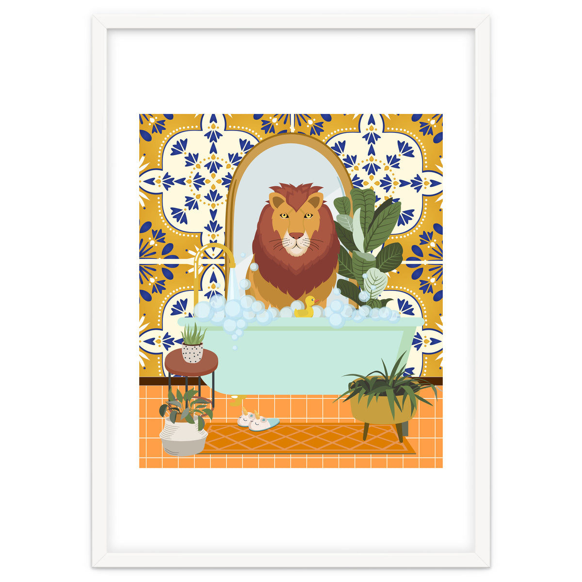 Lion Bathing in Moroccan Style Bathroom