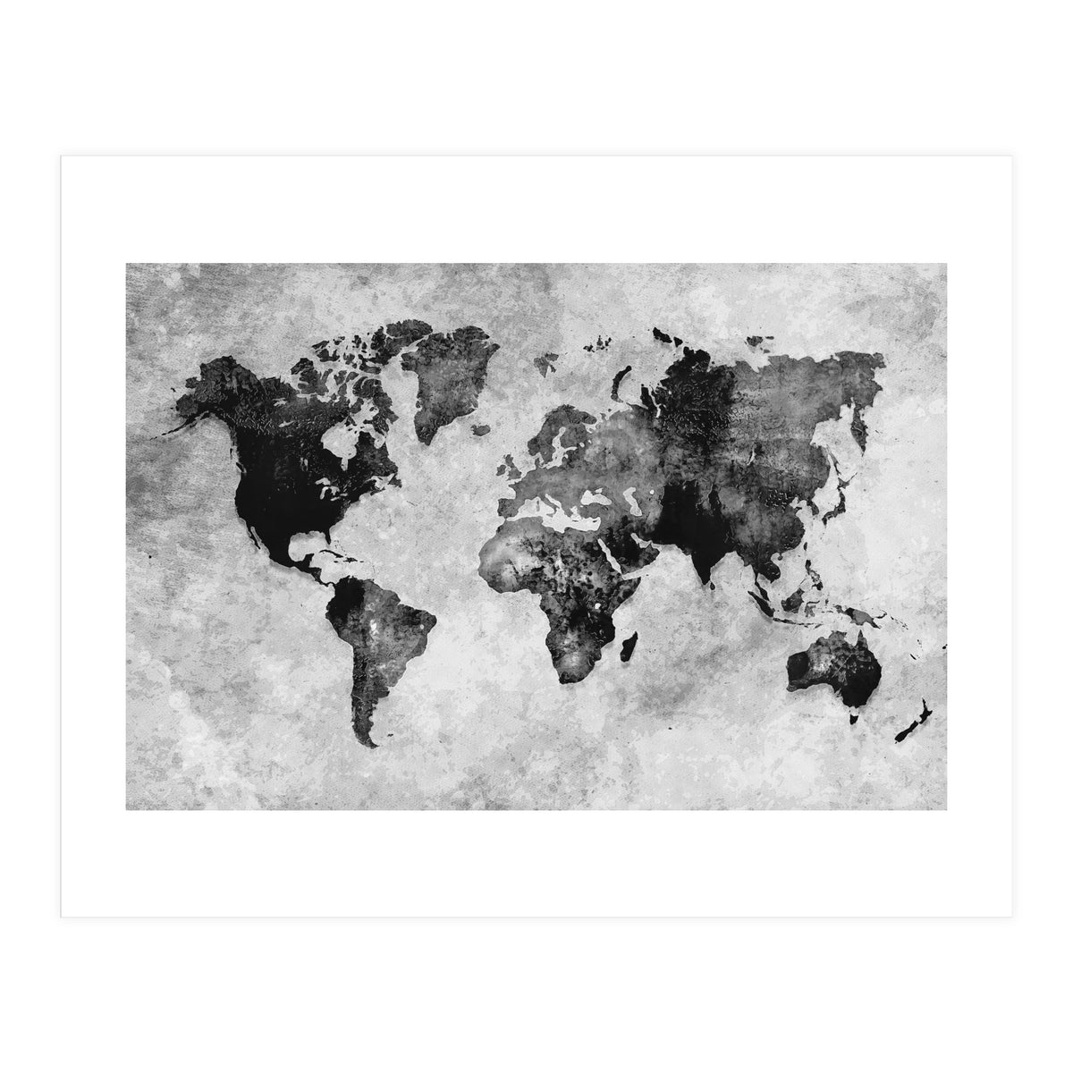 black and white world map (Print Only)