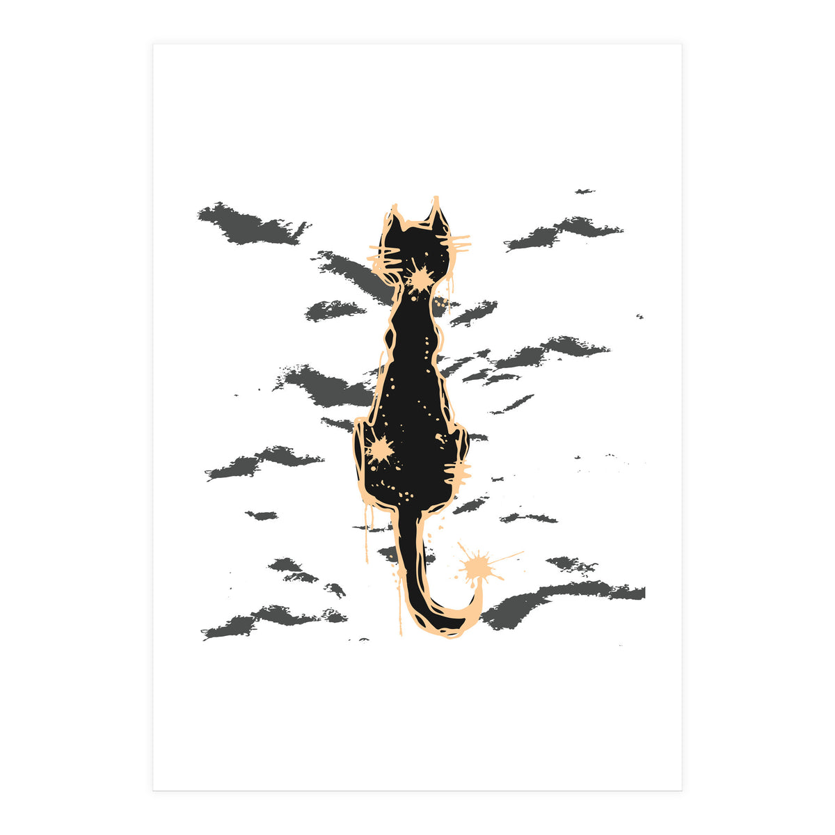 Black cat scribble sketch (Print Only)