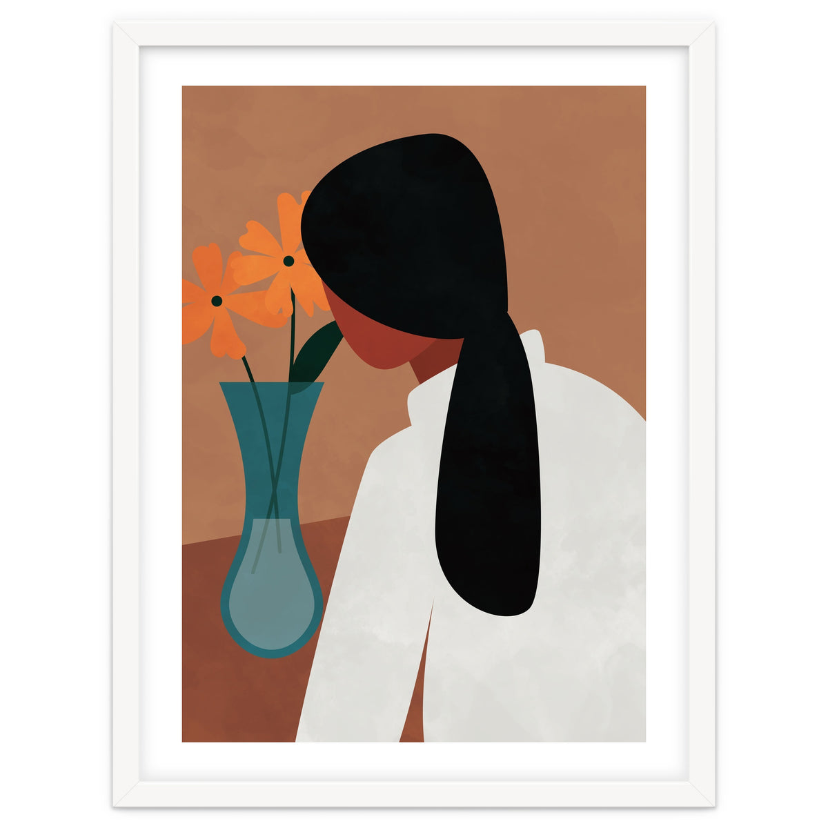 Modern Boho Woman with Flowers