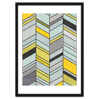 Colorful Concrete Chevron Pattern - Yellow, Blue, Grey