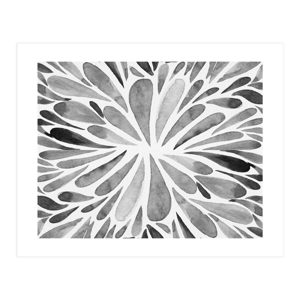 Retro abstract floral - black and white (Print Only)