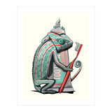 Chameleon Brushing Teeth, Funny Bathroom Humour (Print Only) thumbnail