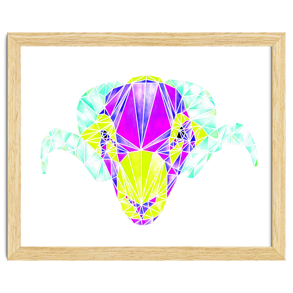 Colourful Geometric Swaledale Sheep Tup with White Lines