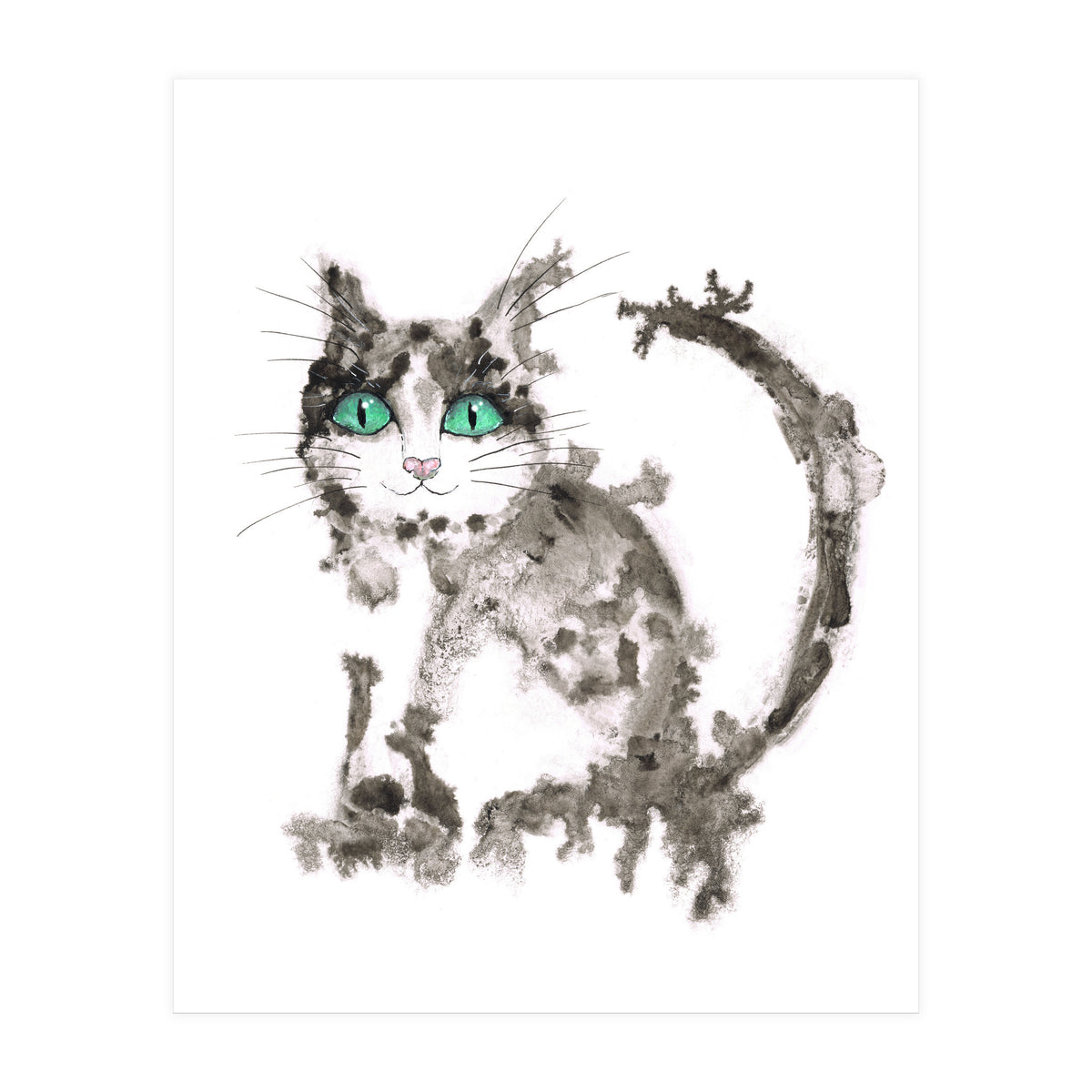 Black wet ink cat (Print Only)