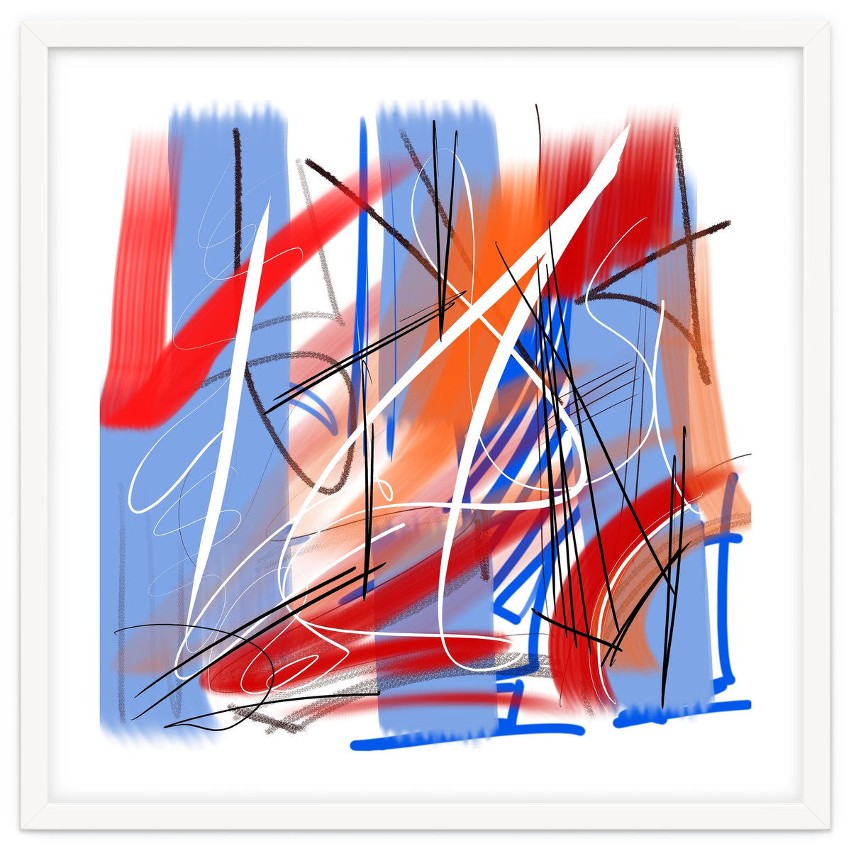 blue and red strokes