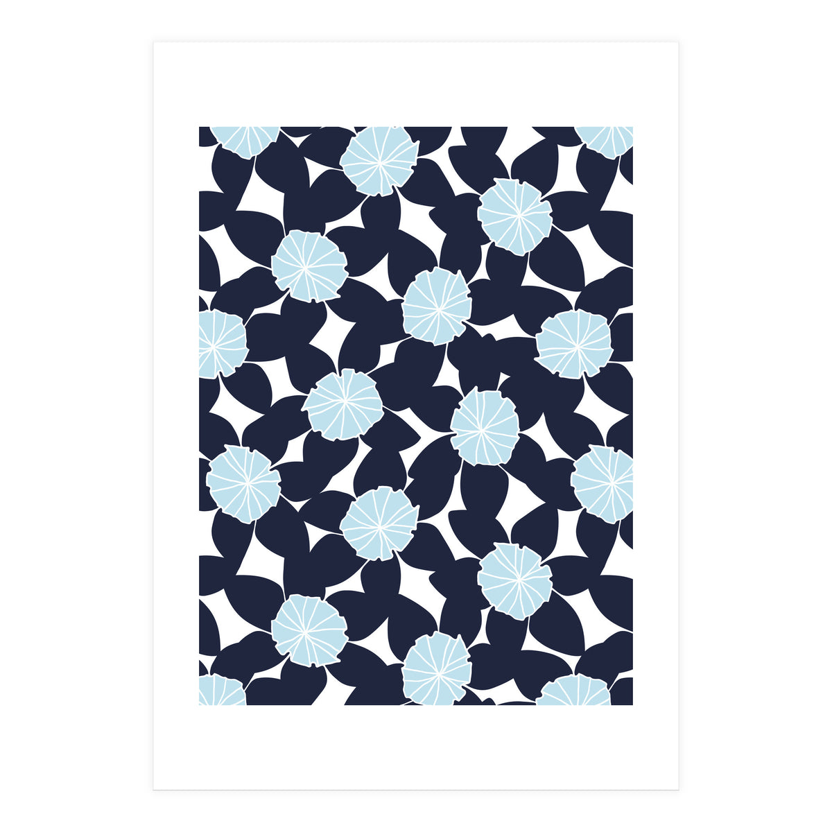Pastel Blue Abstract Flower Pattern (Print Only)