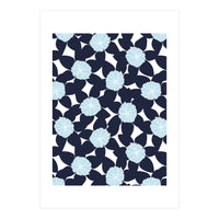 Pastel Blue Abstract Flower Pattern (Print Only)