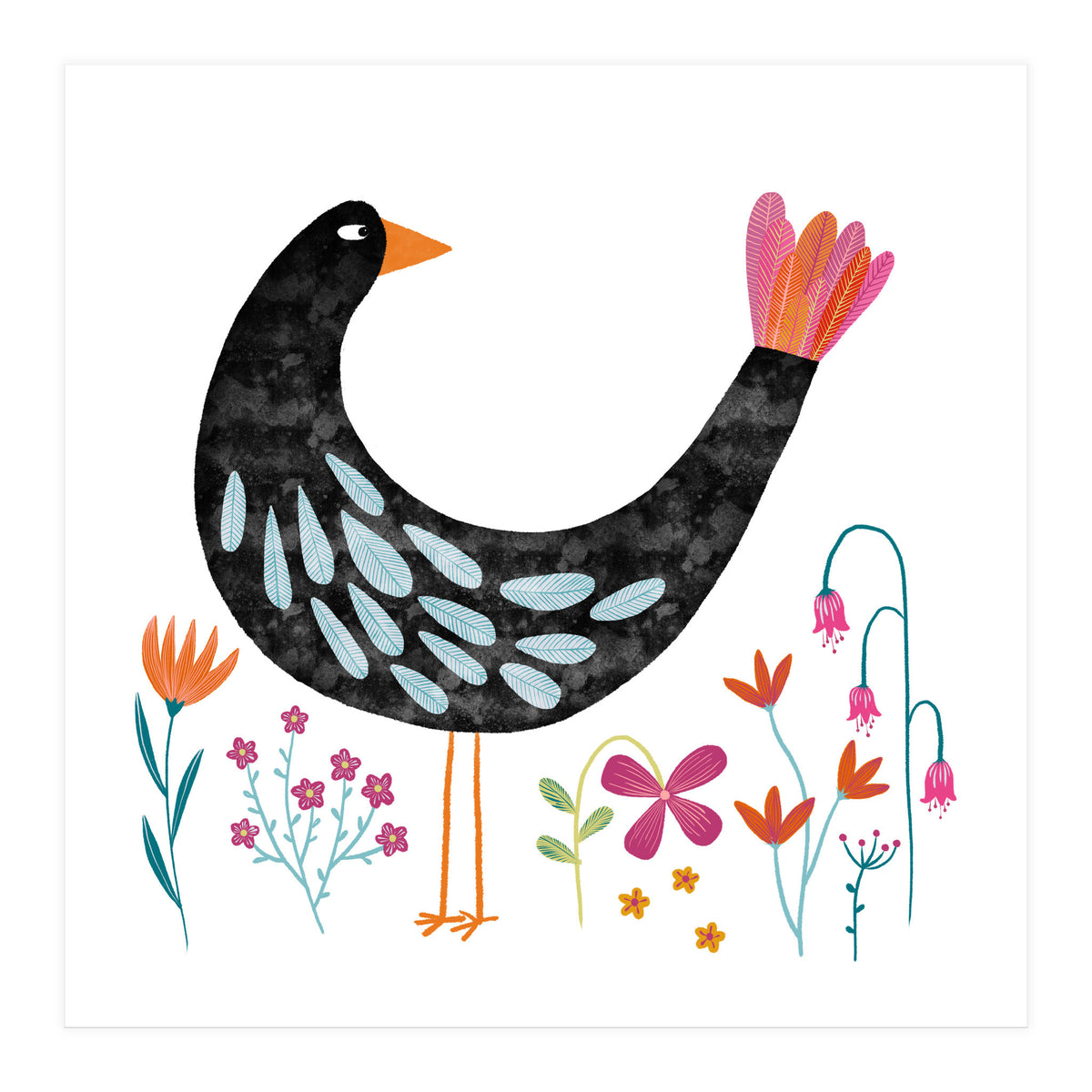 Bird with a Fancy Tail (Print Only)