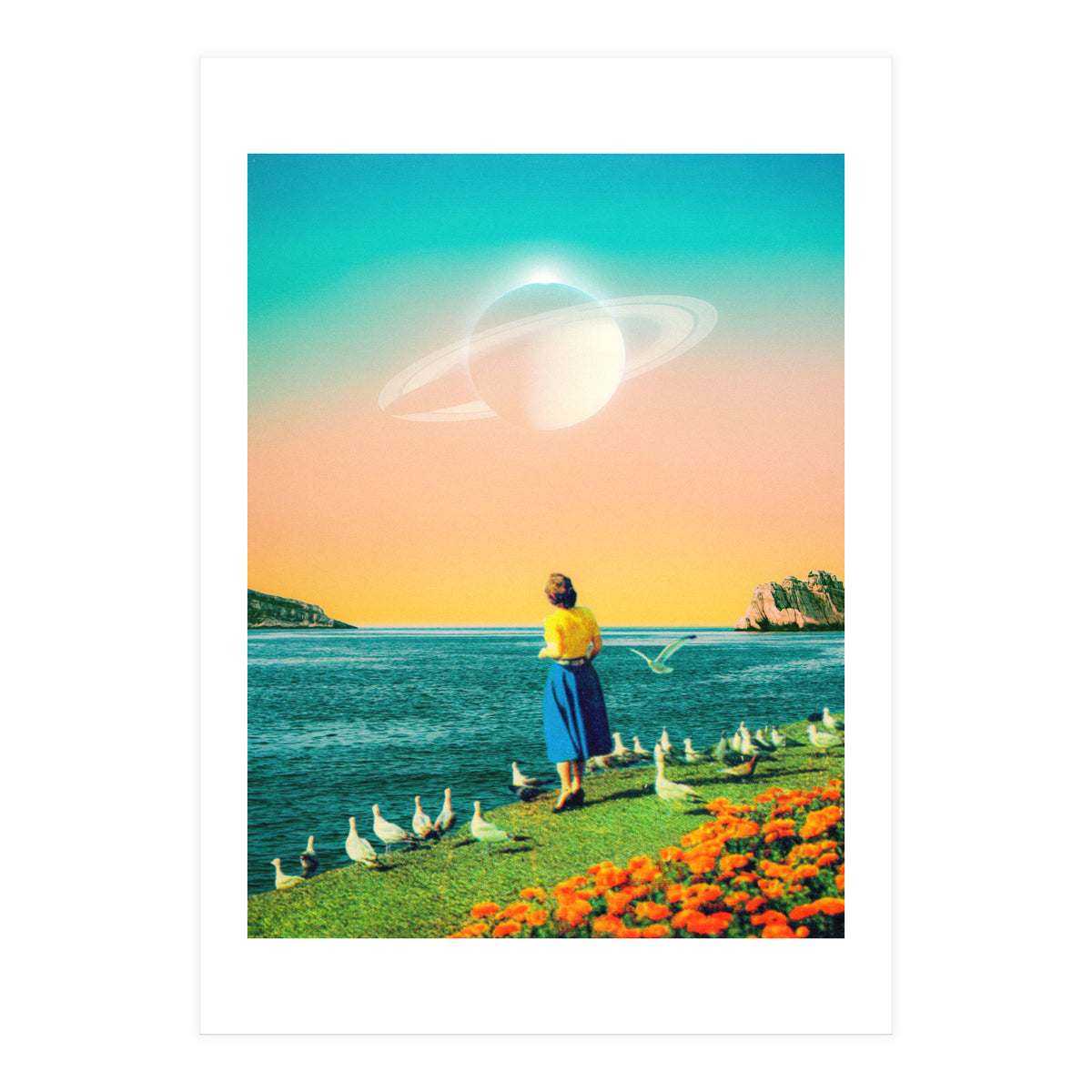 Woman With Birds  (Print Only)