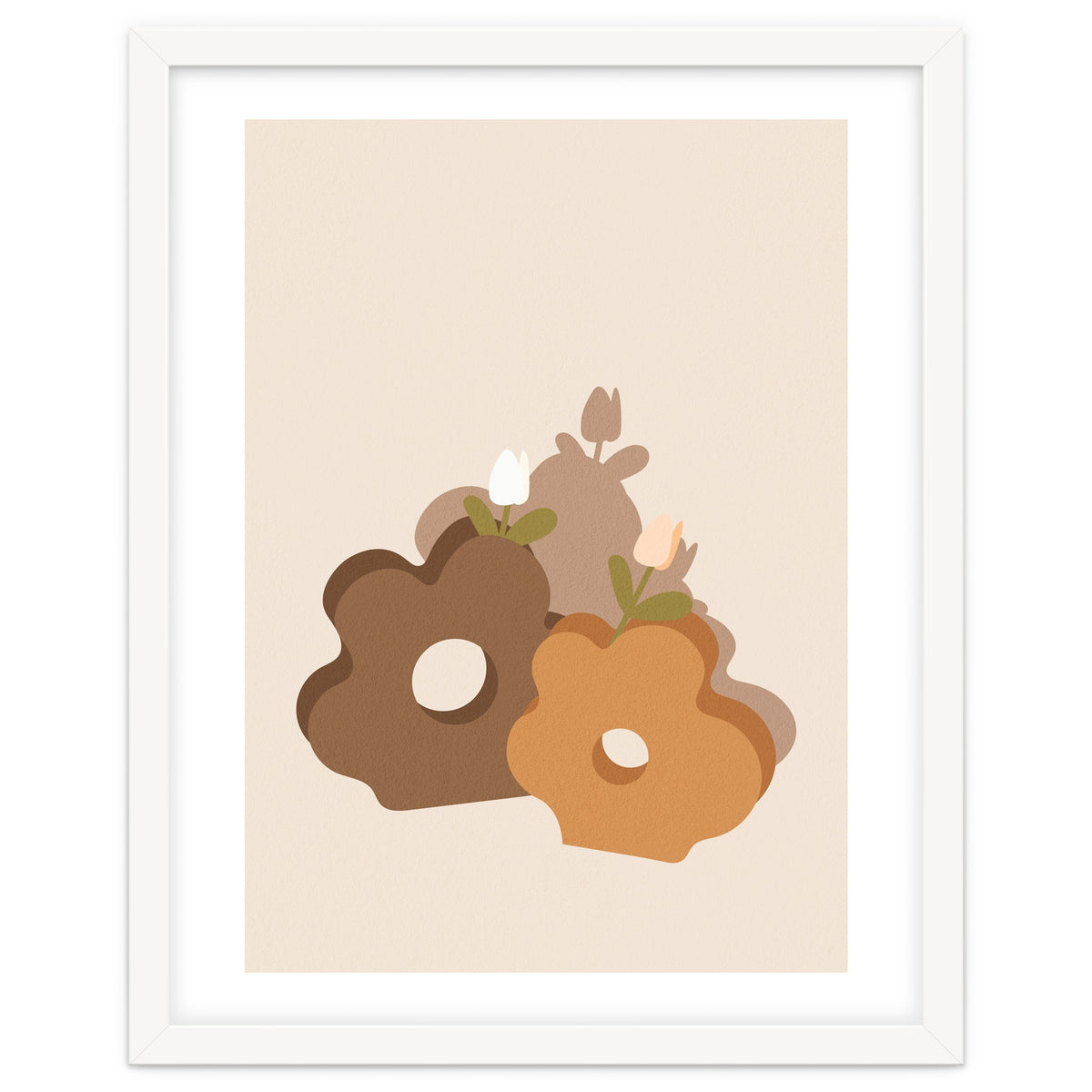 Tulip Flower Boho Neutral Beige