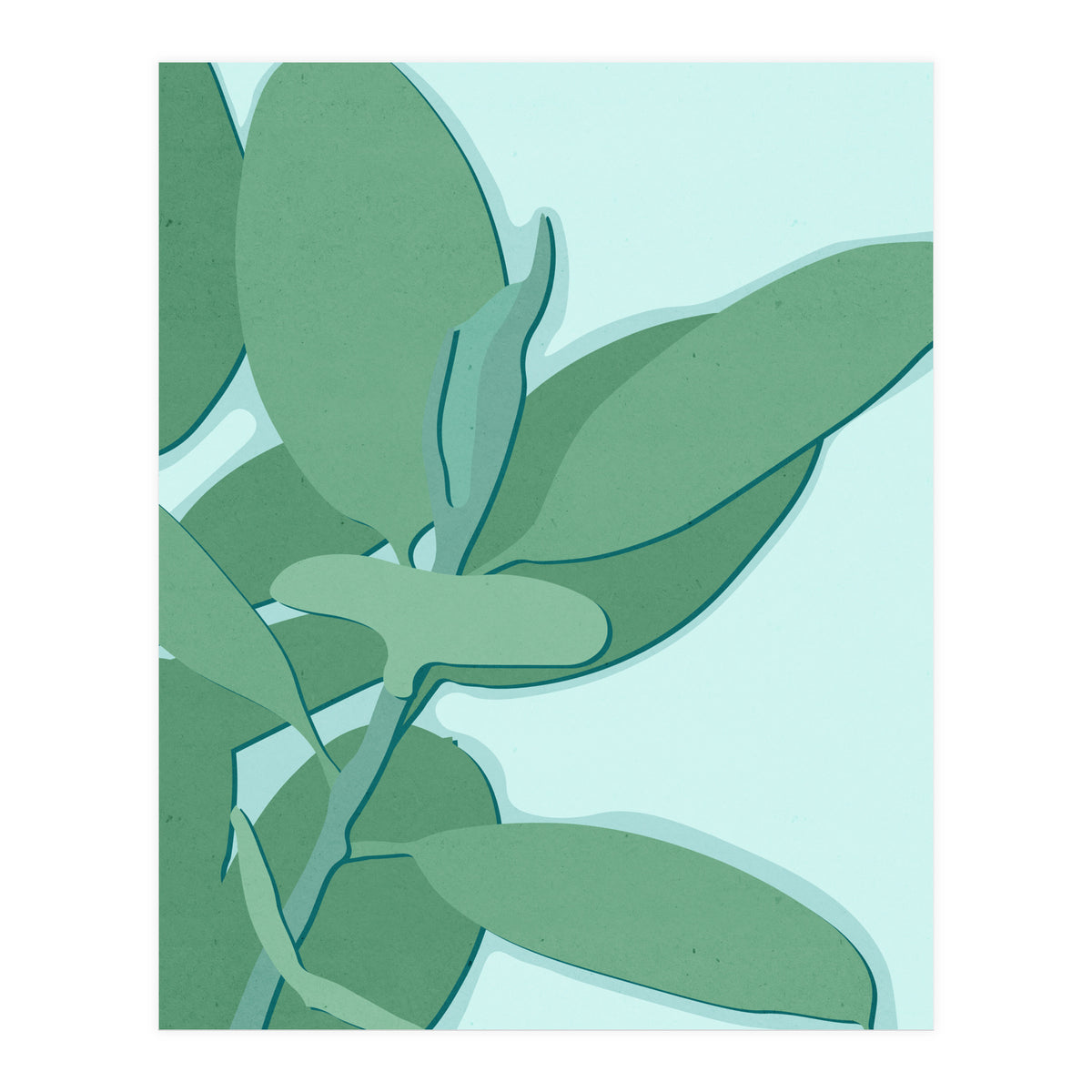 Minimal Rubber Tree Leaves - Greener Eden (Print Only)