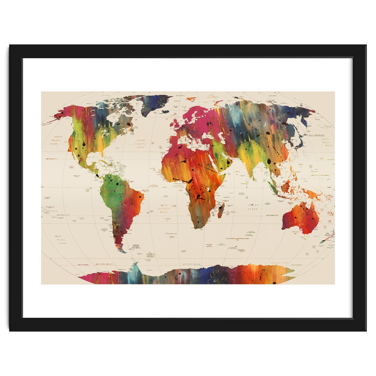 ALLOVER THE WORLD-Painted map