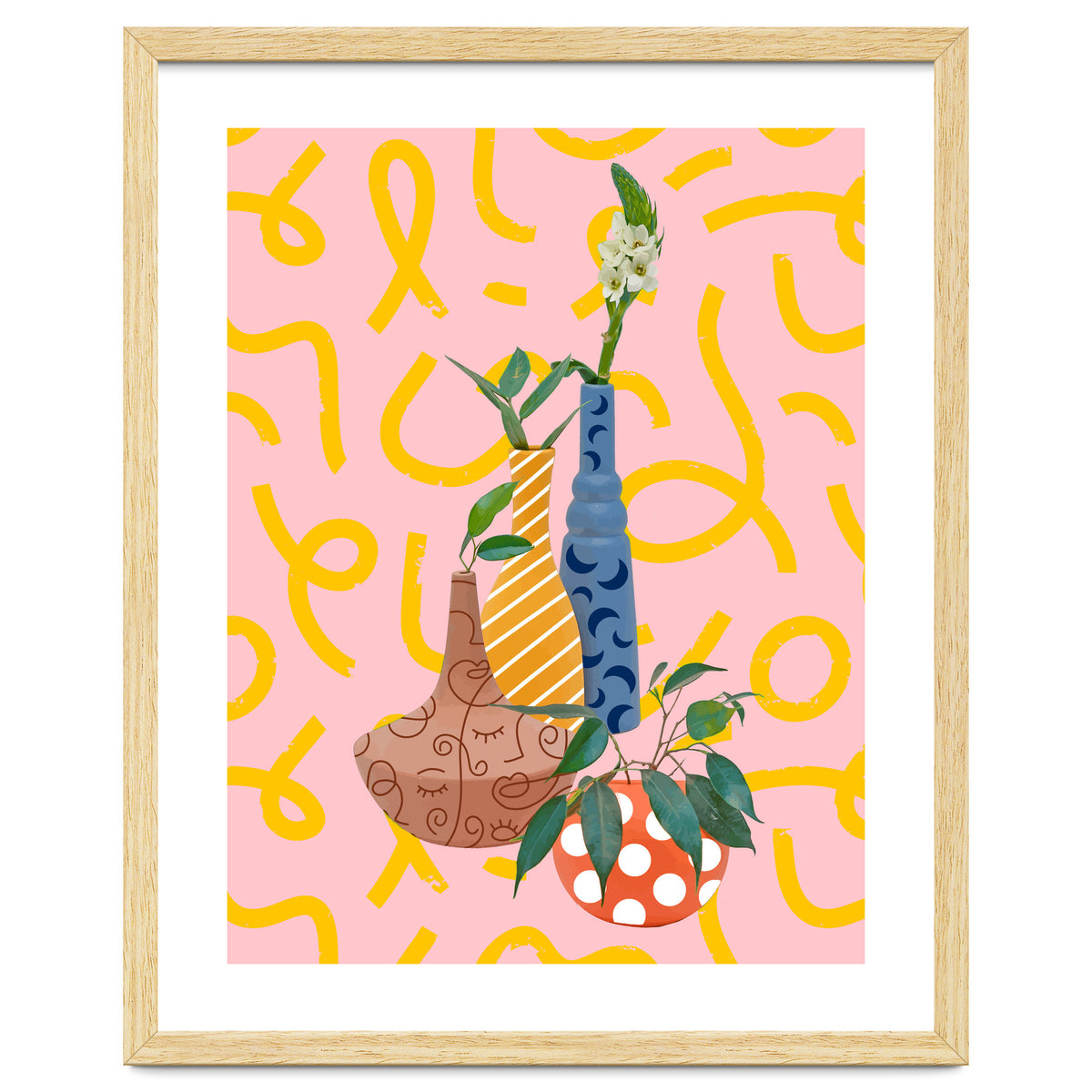 Modern Botanicals, Abstract Plant Pots, Quirky Nature Bohemian, Contemporary Decor