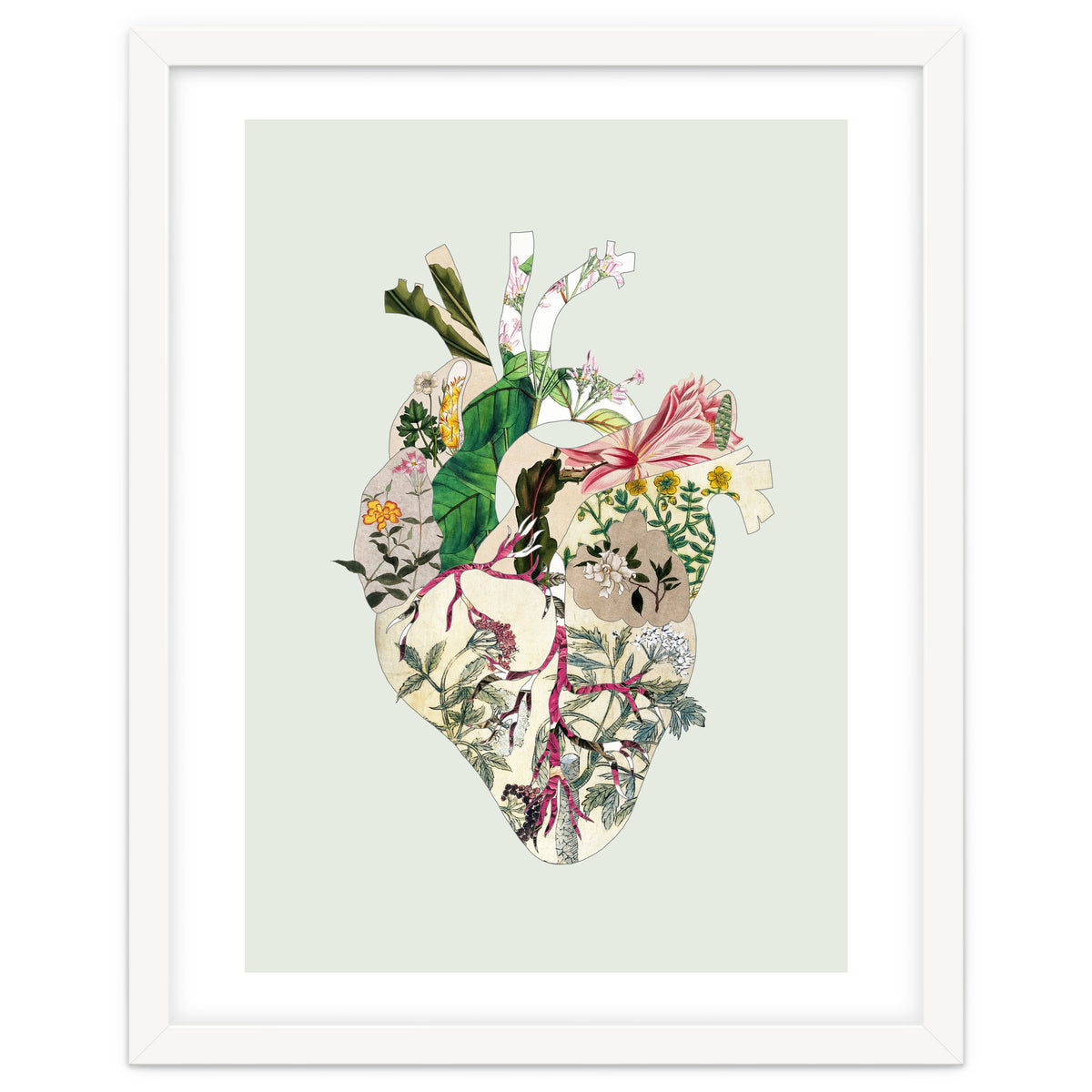 Vintage Botanical Heart - Green