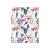 Flamingos, geometric and flowers 02 (Print Only)