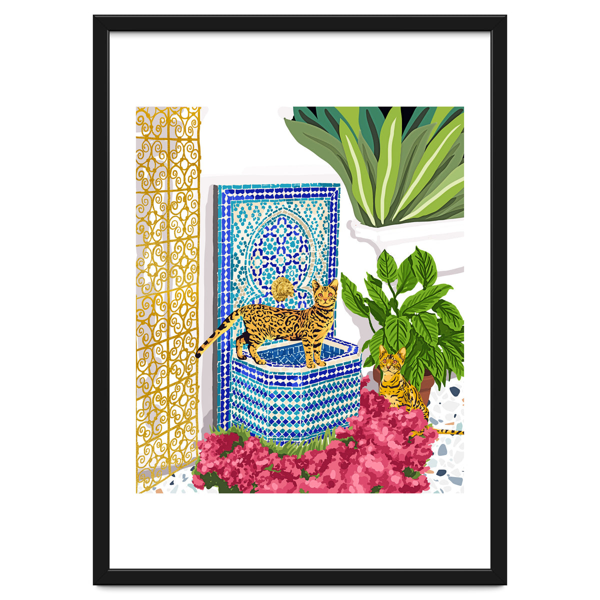 Royal Bengal Cats | Palace Pets & Architecture Building | Exotic Travel Urban Jungle Terrazzo Tiles