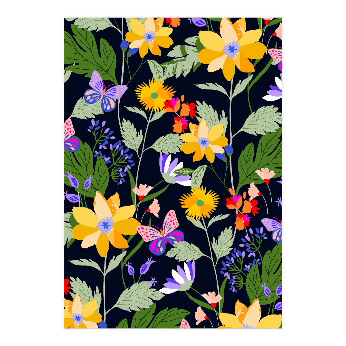 Flowers and butterflies (Print Only)