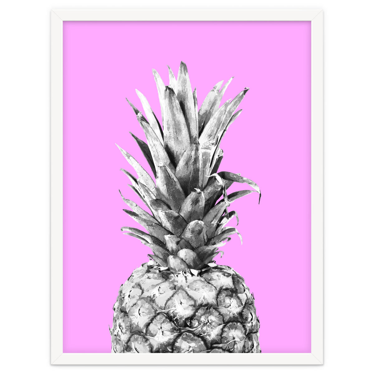 Black and White Pineapple Pink Background