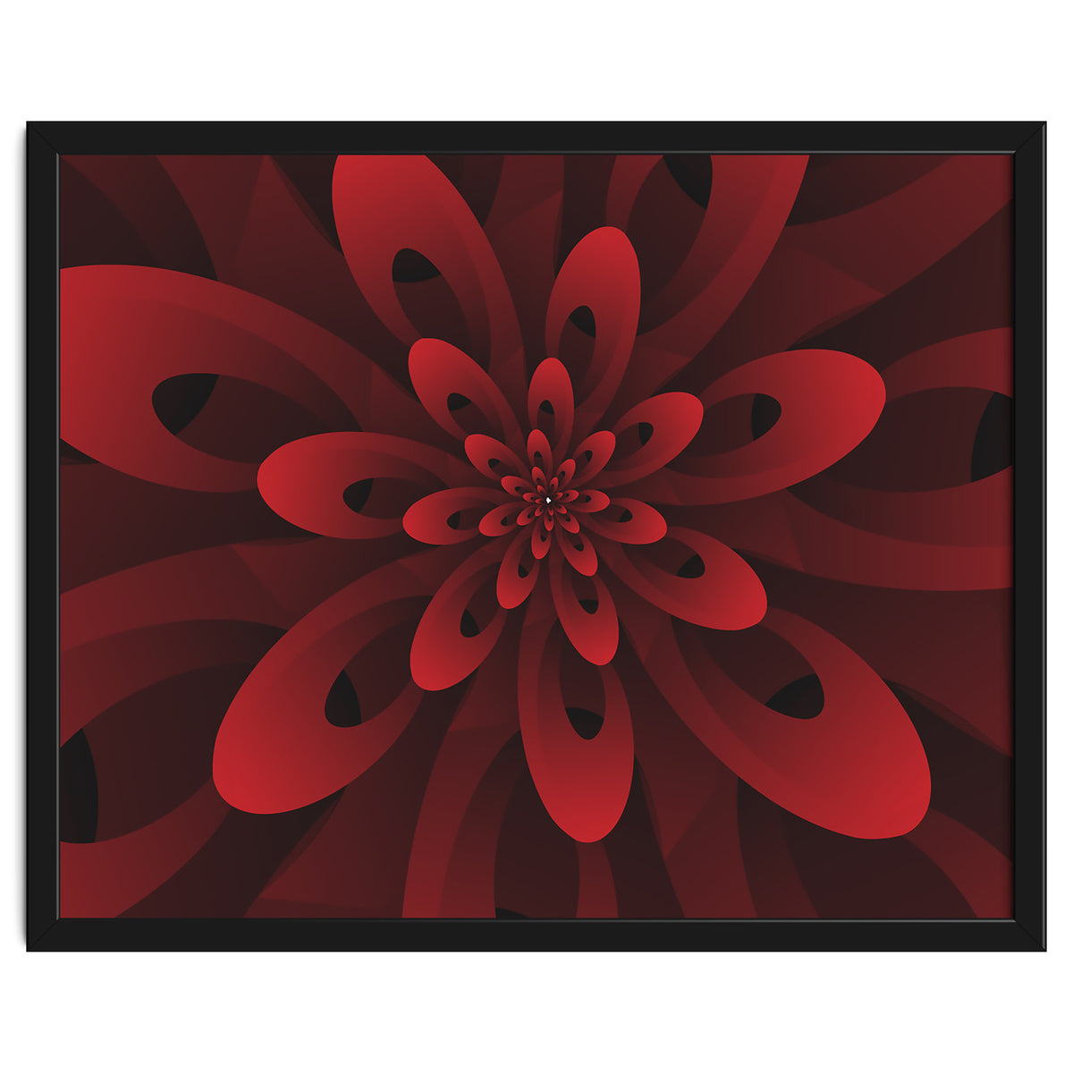 Abstract Digital Modern Red Floral 3D ART