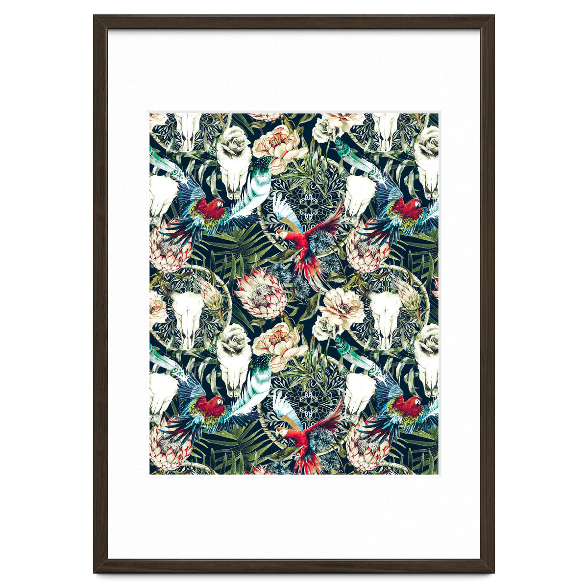 Dark pattern boho skull tropical