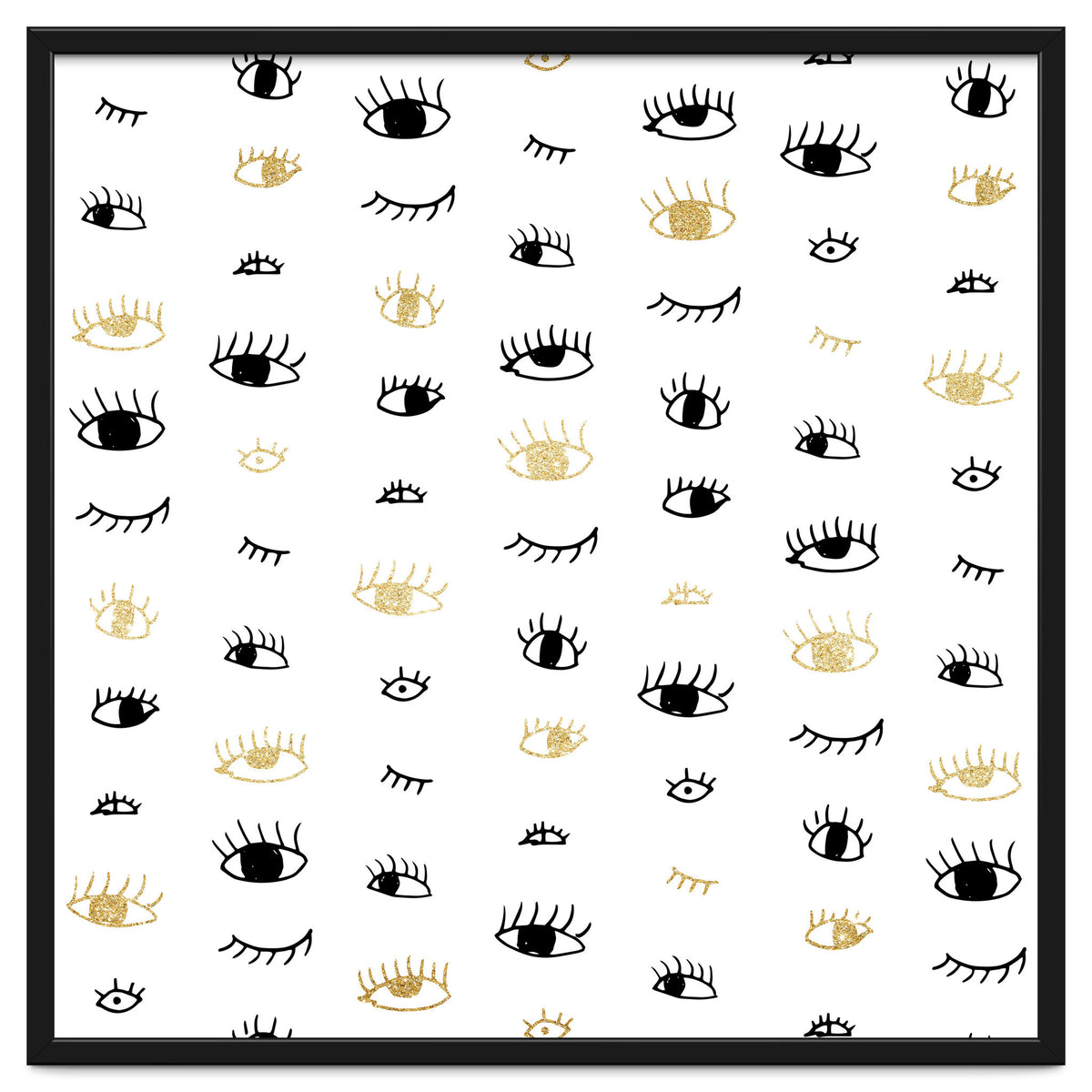 Gold and black eyes and lashes pattern