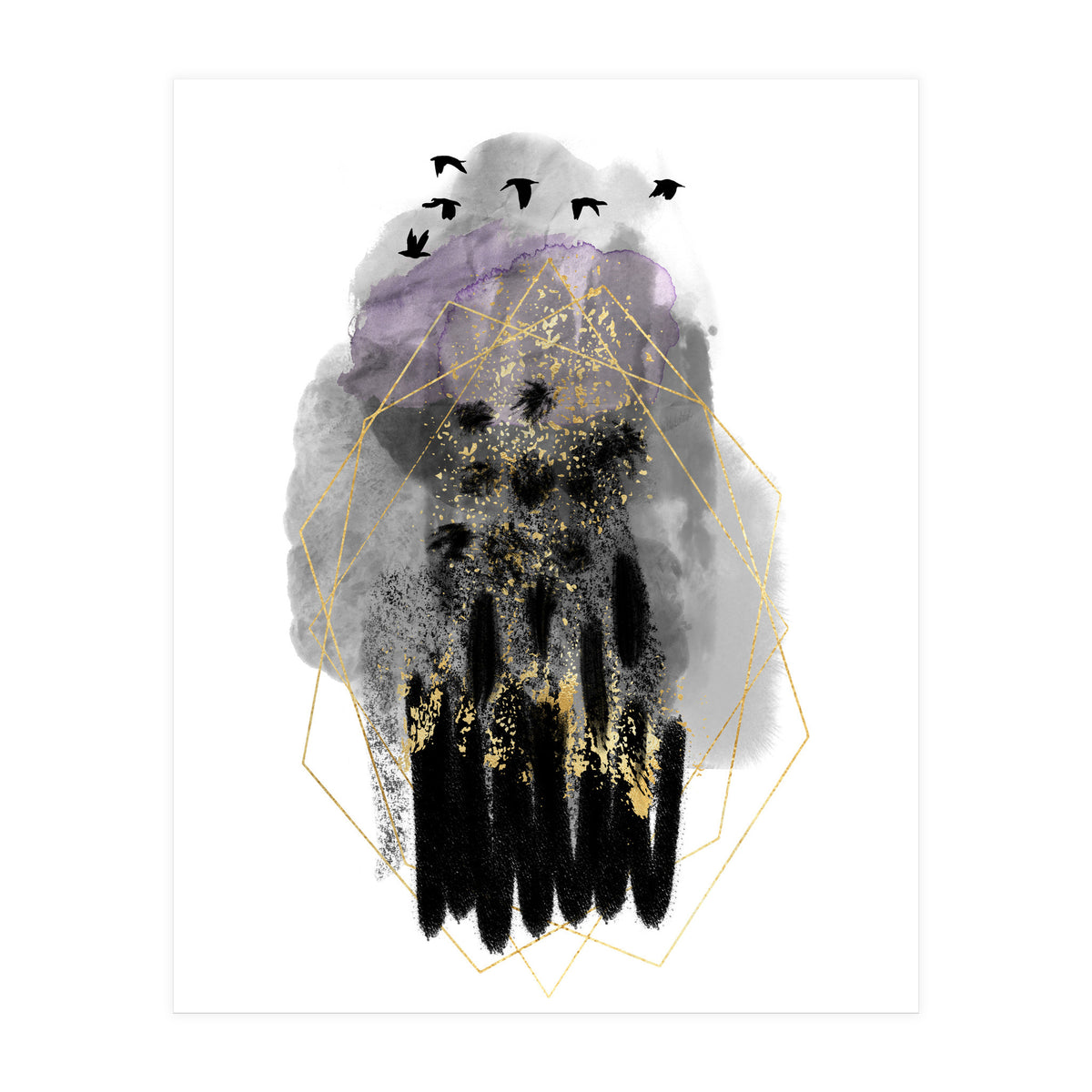 Abstract watercolour calm before the storm (Print Only)