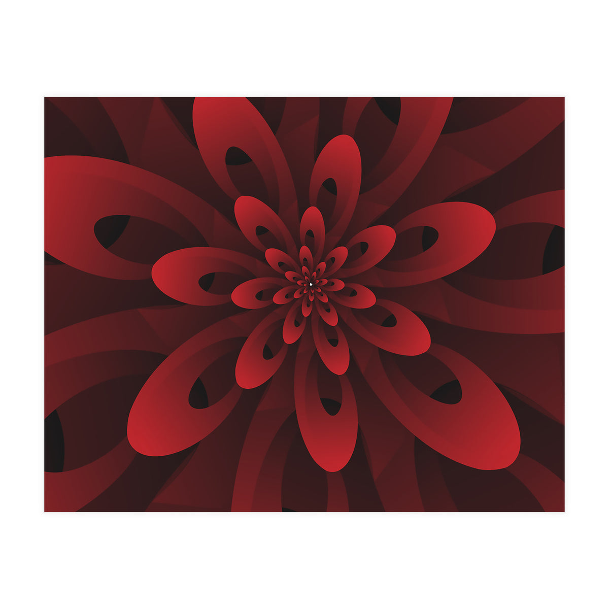 Abstract Digital Modern Red Floral 3D ART (Print Only)